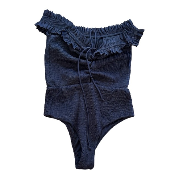 Devon Windsor Valentina Smocked Full-Piece in Black - Picture 1 of 6